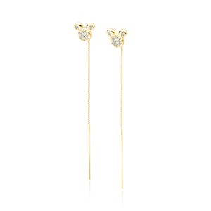 Cercei argint lungi cu lant si pietre Mickey Mouse placati cu aur galben DiAmanti Z1653EPG_W-DIA (Argint 925‰ 1,5 g.)